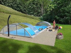 Outdoor pool, pool loungers - Pension&restaurace Zelený Mlýn (Zacler)