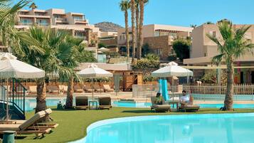 Indoor pool, 3 outdoor pools, pool umbrellas, sun loungers