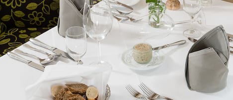 Dinner served, local and international cuisine