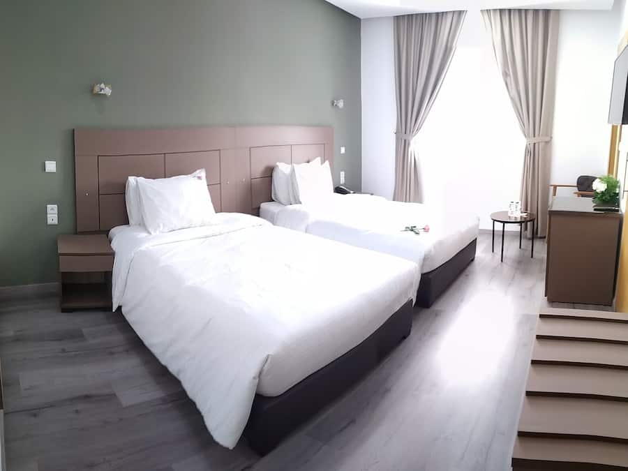 Habitación con 2 camas individuales | Minibar, escritorio y espacio para trabajar con laptop