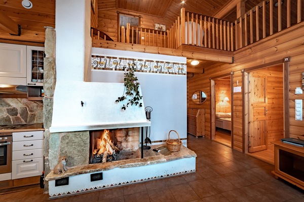 Villa, Sauna | Living room | 32-inch flat-screen TV with satellite channels, TV, DVD player
