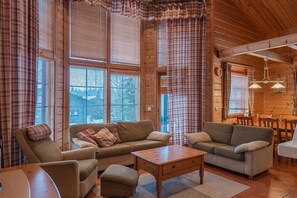 Villa, Sauna | Living area | 32-inch flat-screen TV with satellite channels, TV, DVD player - Tahko-Tours (Kuopio)