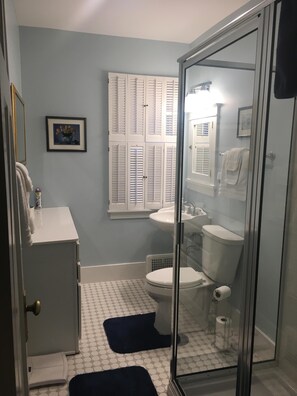 Shower, hair dryer, towels, toilet paper - Charming Cottage Two Blocks from Downtown (Green Lake)