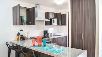 Comfort Villa, 2 Bedrooms, Patio | Private kitchen | Fridge, microwave, stovetop, coffee/tea maker