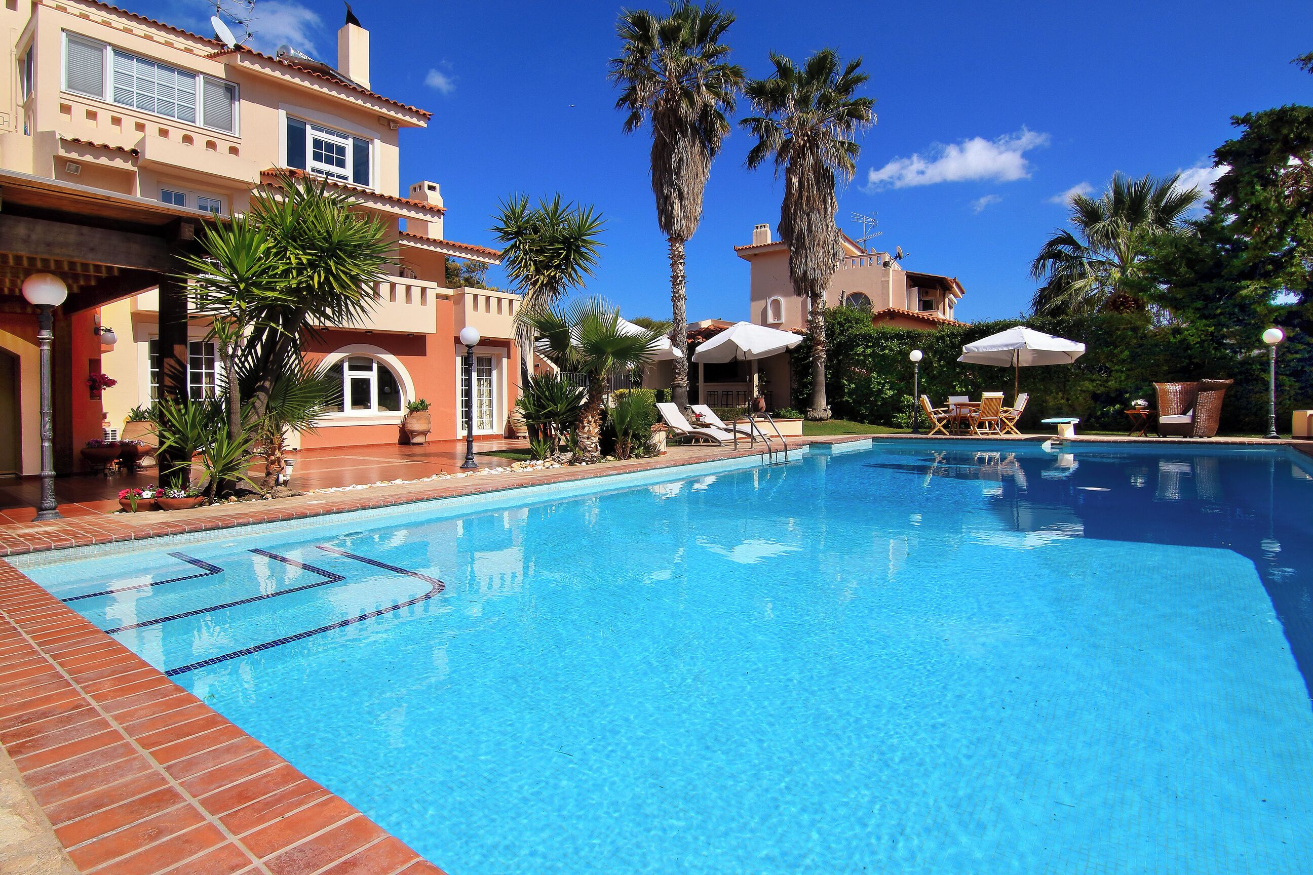 Outdoor pool, pool loungers