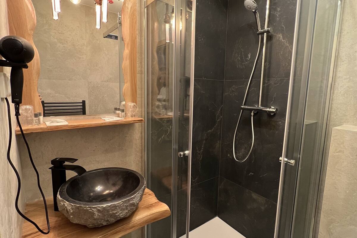 standard double or twin room (free public transport ticket) | bathroom | free toiletries, hair dryer, towels