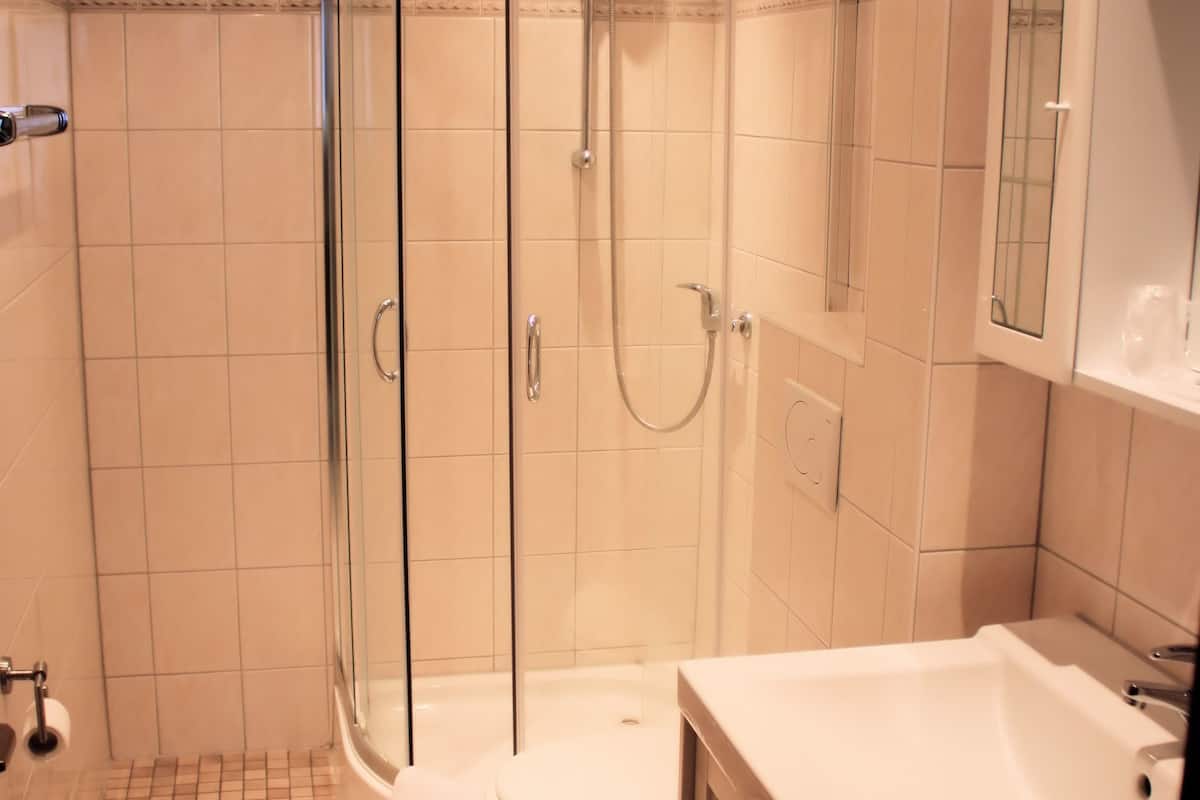 free toiletries, hair dryer, towels