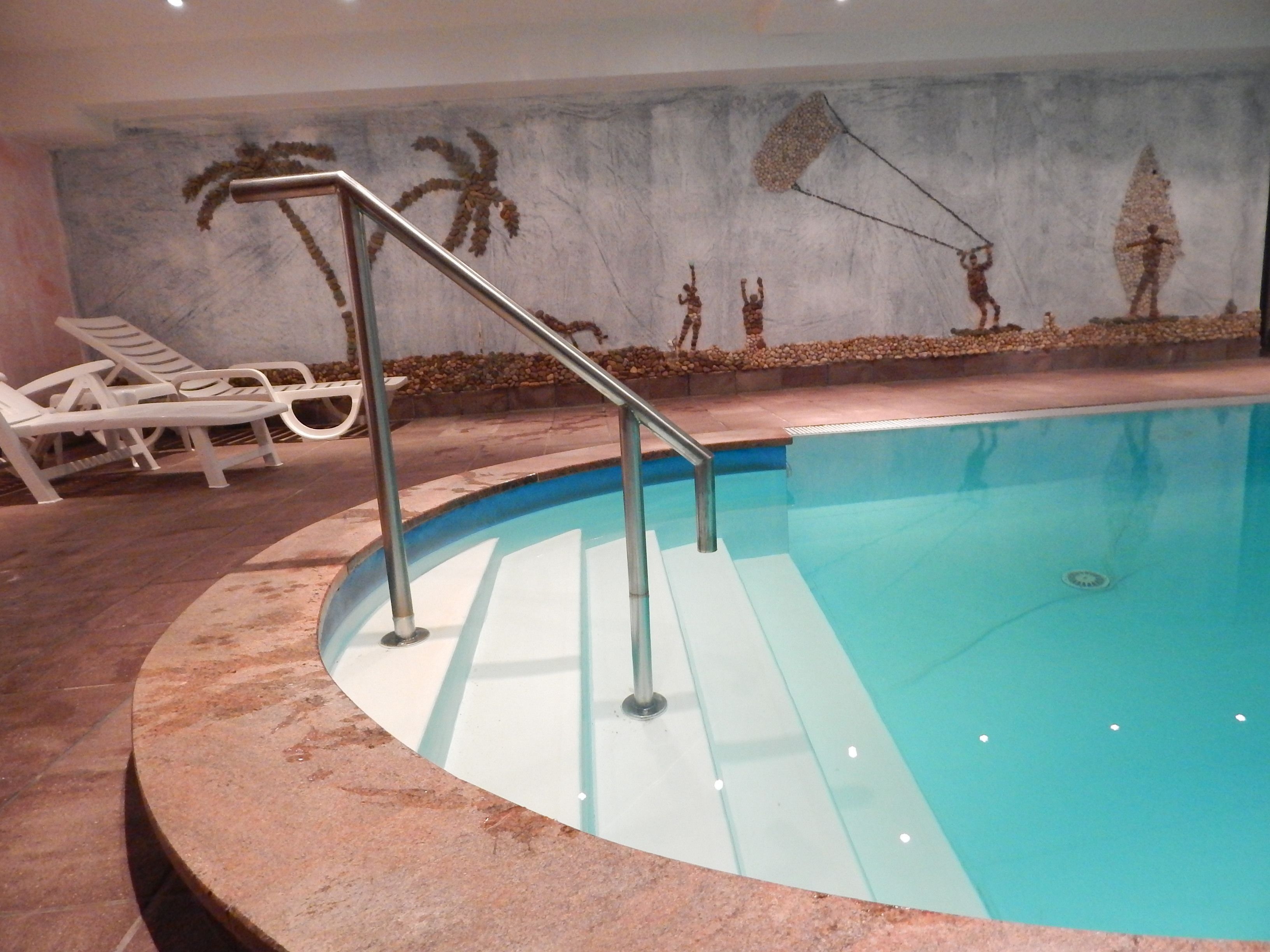 indoor pool, pool loungers
