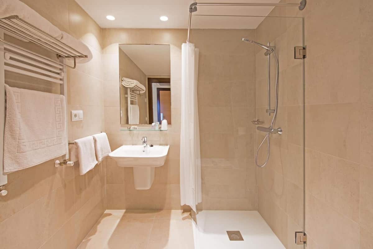 shower, free toiletries, bidet, towels