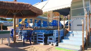 Private beach nearby, white sand, sun-loungers, beach umbrellas