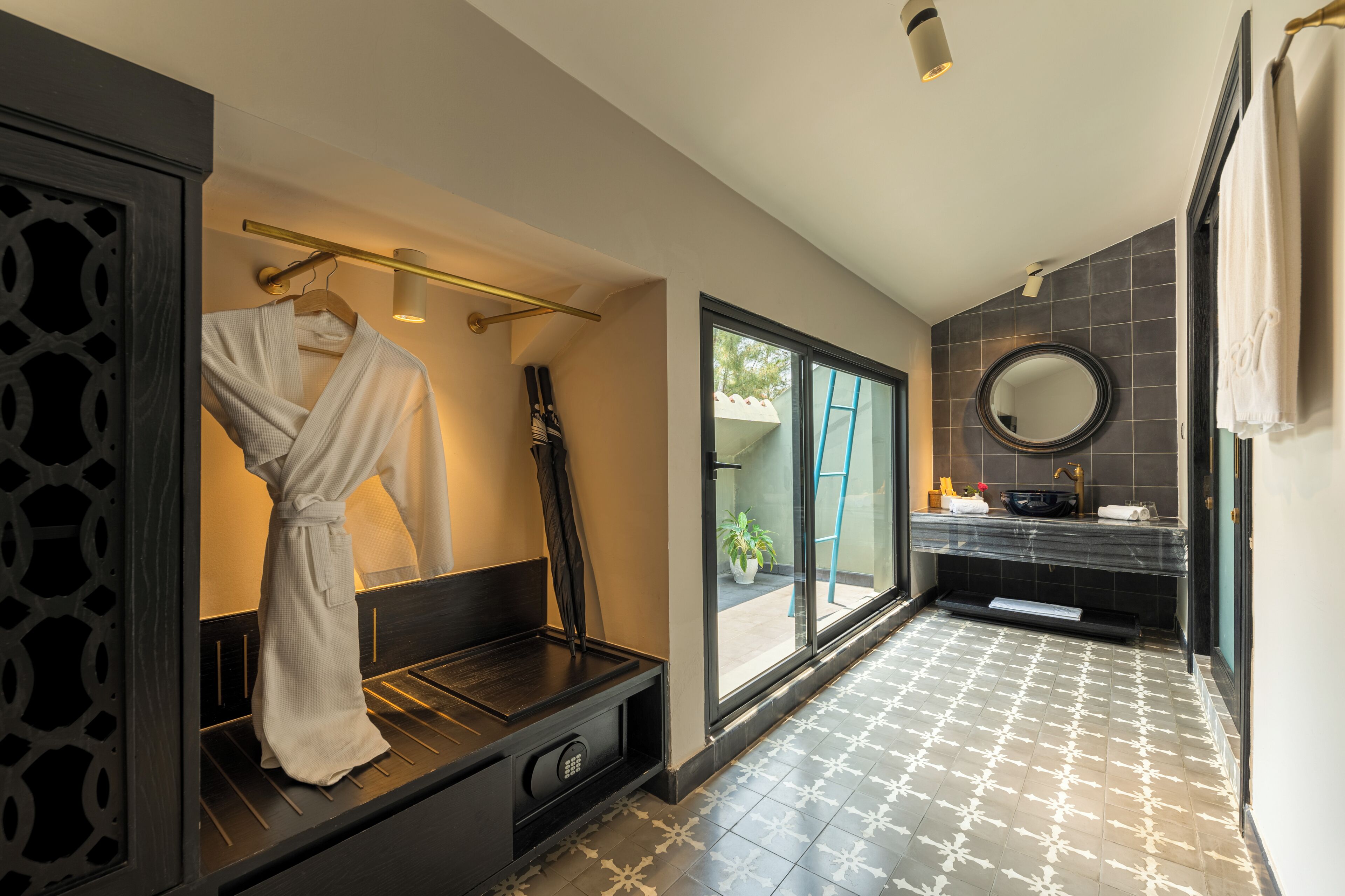 superior double room | bathroom | designer toiletries, hair dryer, bathrobes, slippers