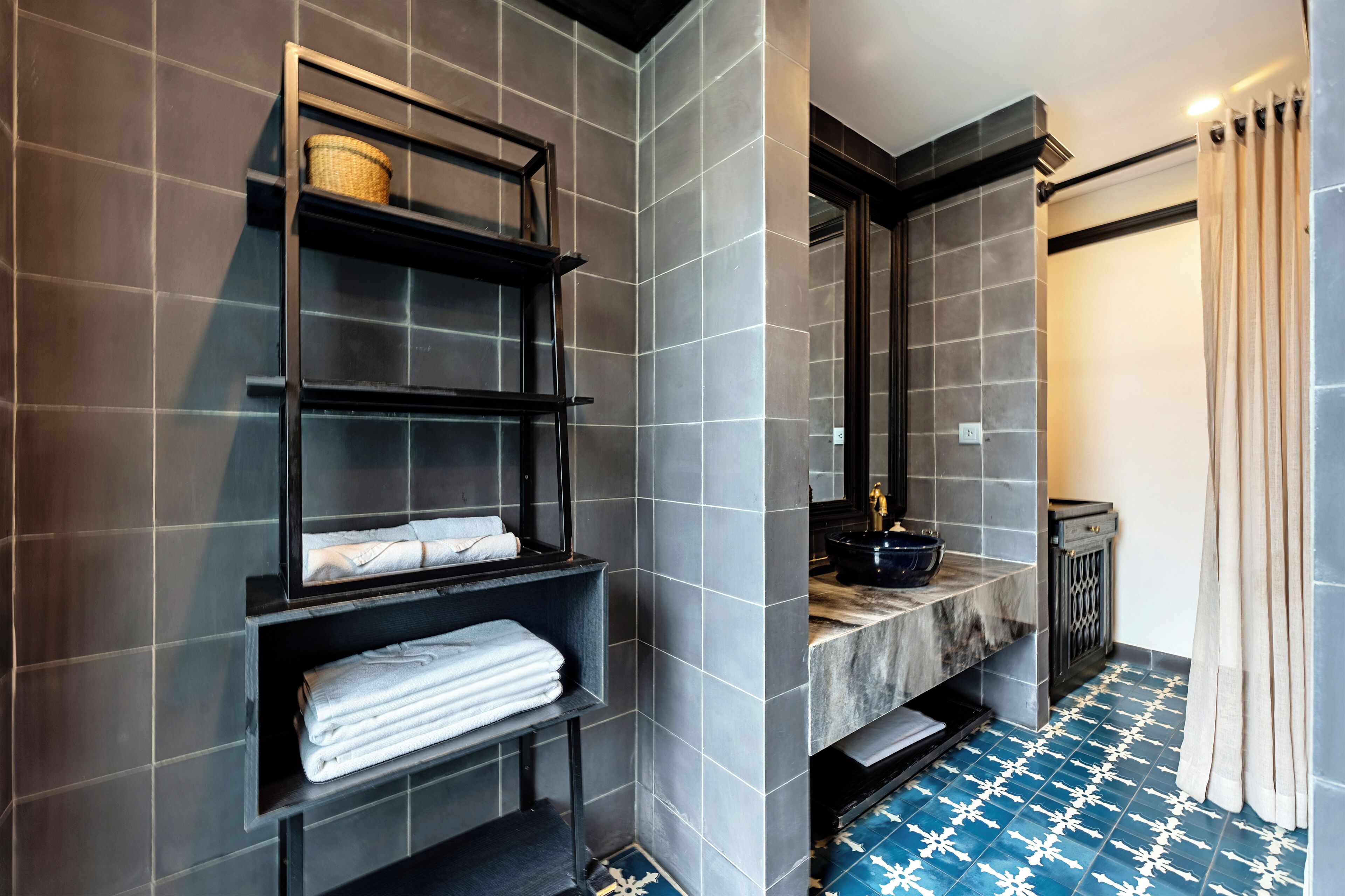 deluxe room | bathroom | designer toiletries, hair dryer, bathrobes, slippers