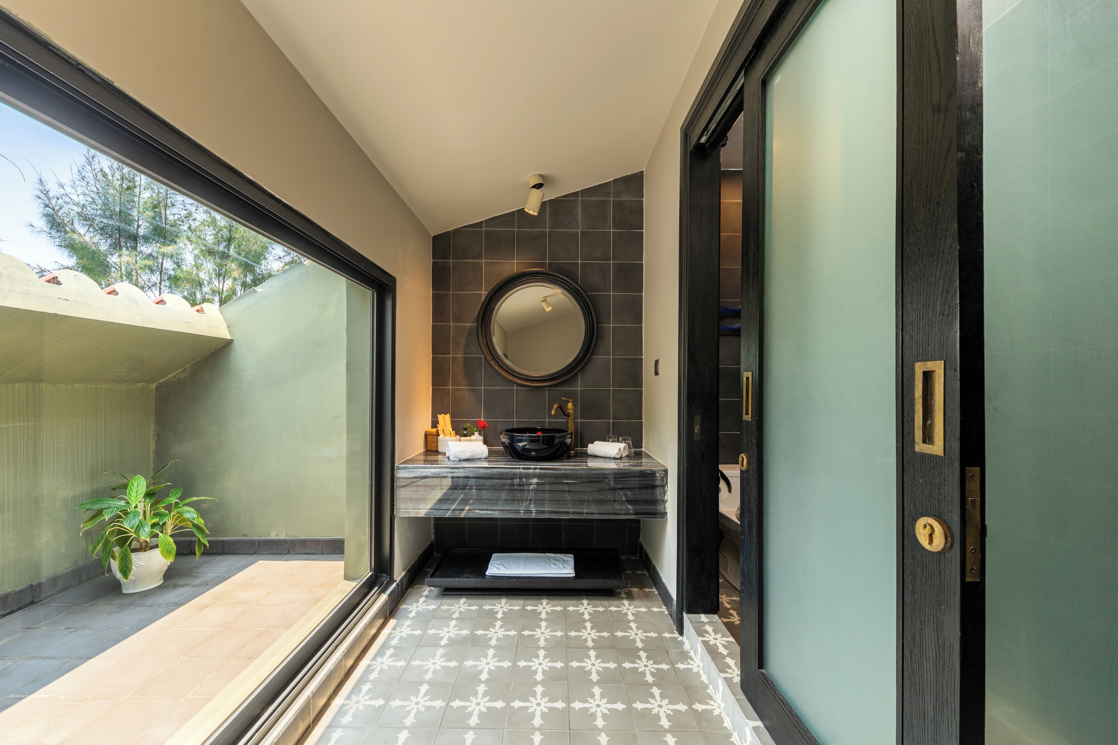 superior double room | bathroom | designer toiletries, hair dryer, bathrobes, slippers