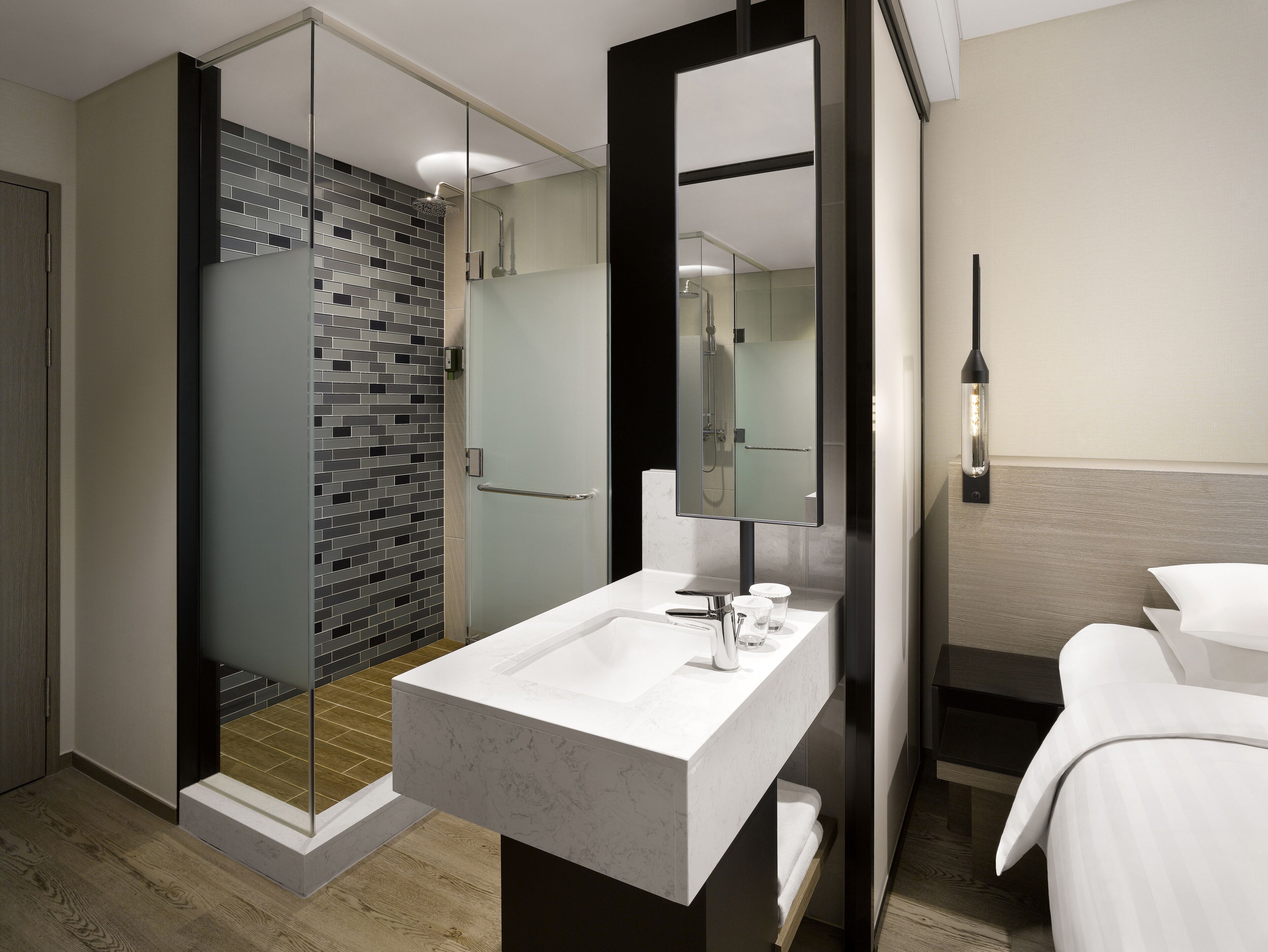 shower, hydromassage showerhead, hair dryer, bathrobes