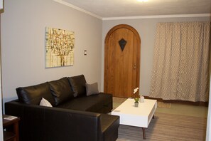 Smart-tv, een open haard en een dvd-speler