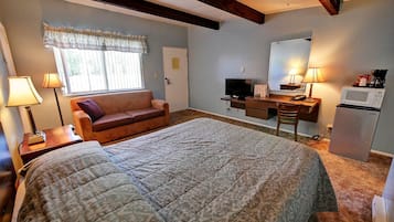 Desk, laptop workspace, WiFi, bed sheets