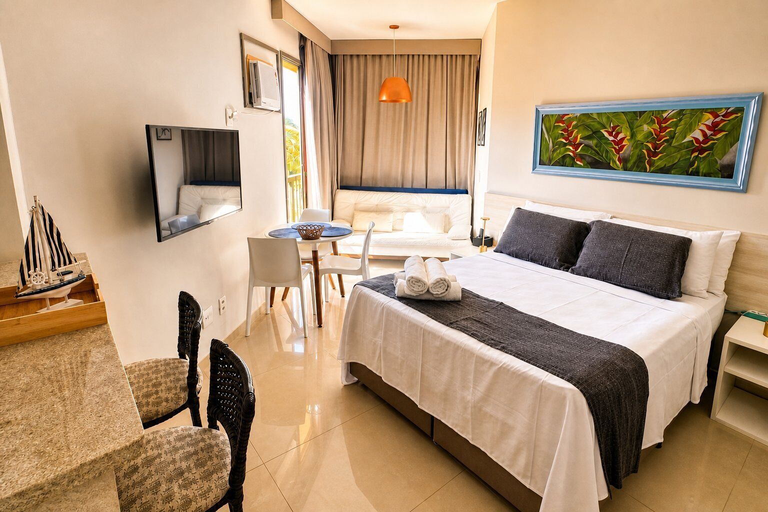 Basic Apartment | Premium bedding, desk, blackout curtains, iron/ironing board