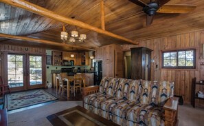 Smart TV, chimenea, reproductor de DVD y libros 