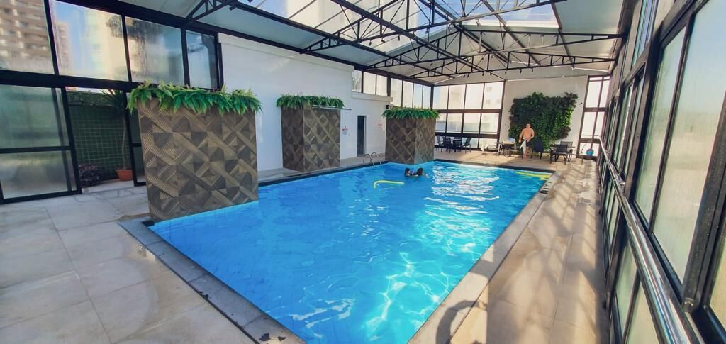 indoor pool, pool loungers