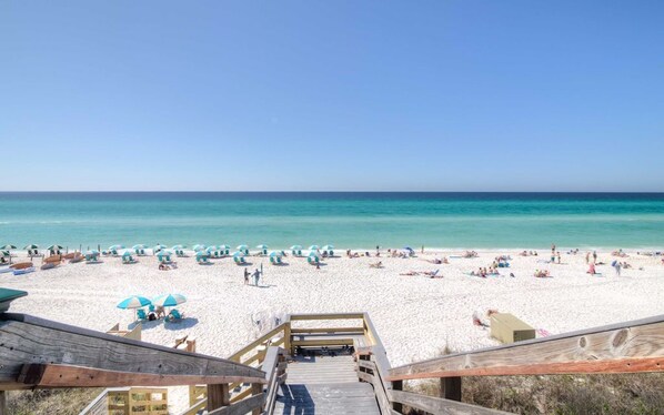 Relax on the beach with access to the ocean.