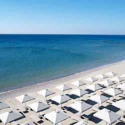 Private beach, black sand, beach cabanas, sun loungers