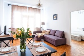 Deluxe Apartment | Living area | TV - Stunning Design Apartment (Prague)