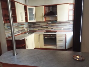 Basic-Apartment, 1 Schlafzimmer | Eigene Küche | Kühlschrank, Mikrowelle, Ofen, Herdplatte