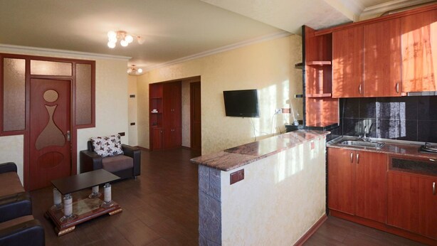 Apartment | Private kitchen | Fridge, microwave - Amiryan street apartment (Yerevan)