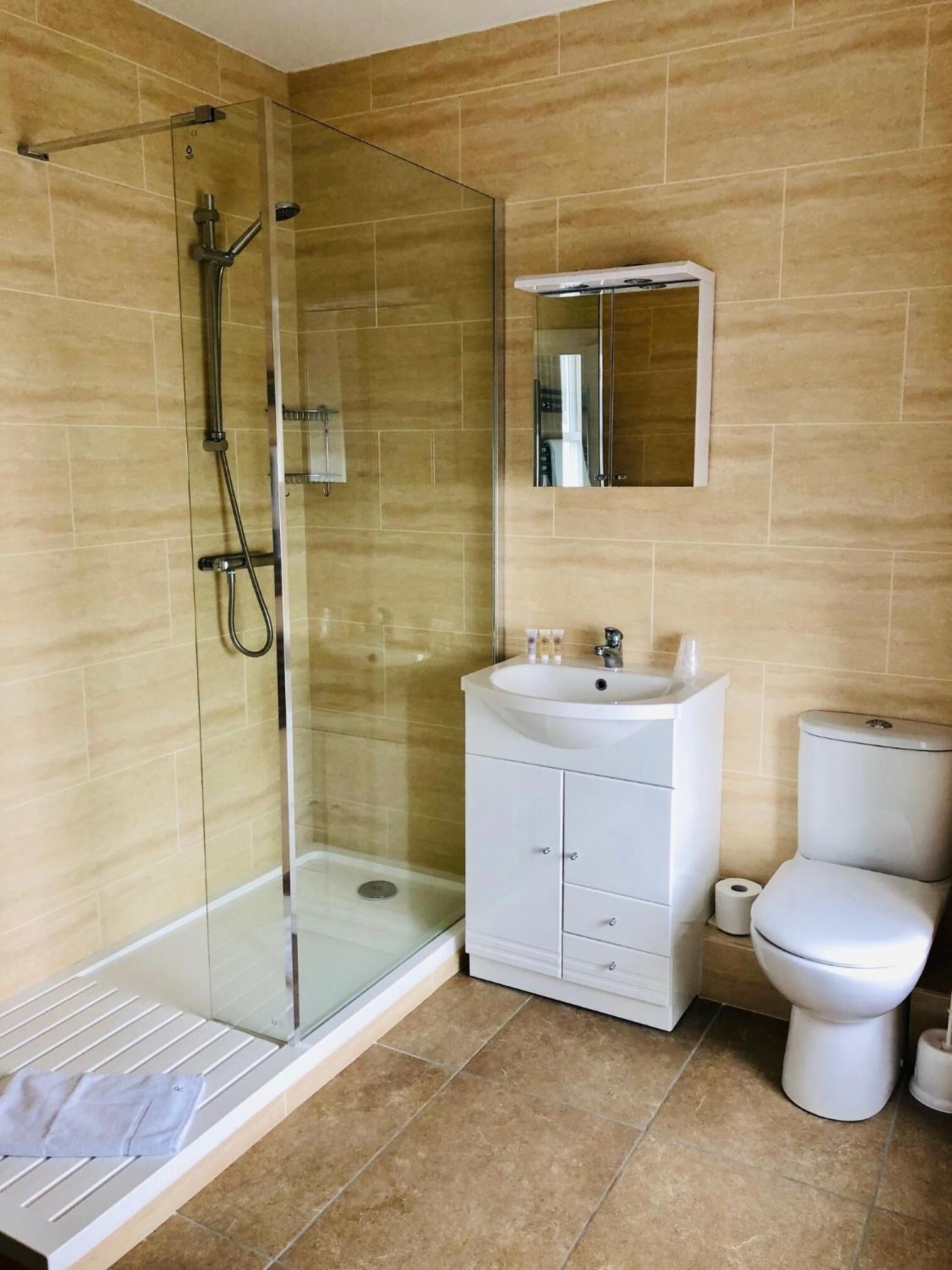 free toiletries, hair dryer, towels