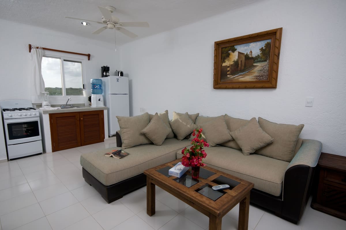 basic apartment, 1 bedroom, kitchenette, beachfront | living area | 42-inch flat-screen tv with digital channels, netflix, hulu