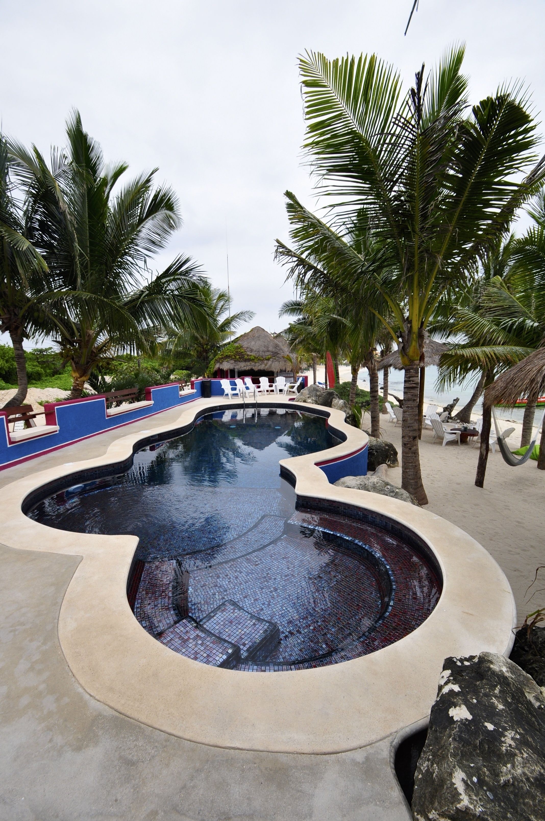 Outdoor pool, pool loungers