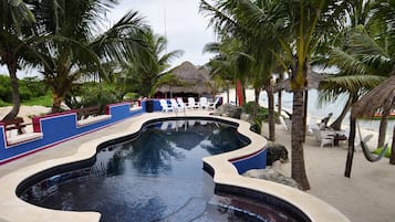 Outdoor pool, pool loungers