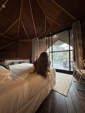 Cabin, 1 King Bed, Hot Tub, Lake View | 1 bedroom, premium bedding, minibar, in-room safe