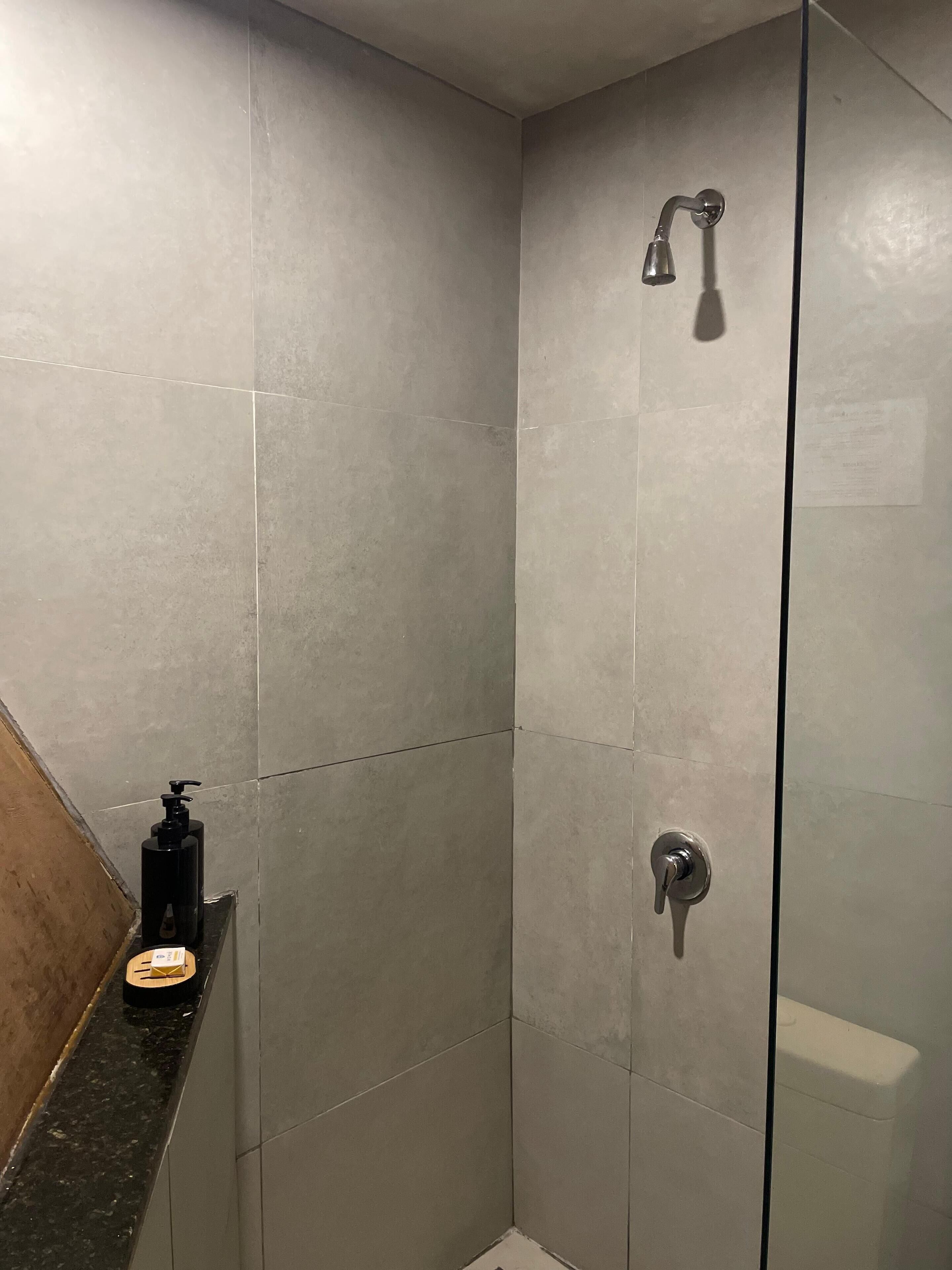 Ferienhütte, 1 King-Bett, Whirlpool, Seeblick | Dusche im Bad