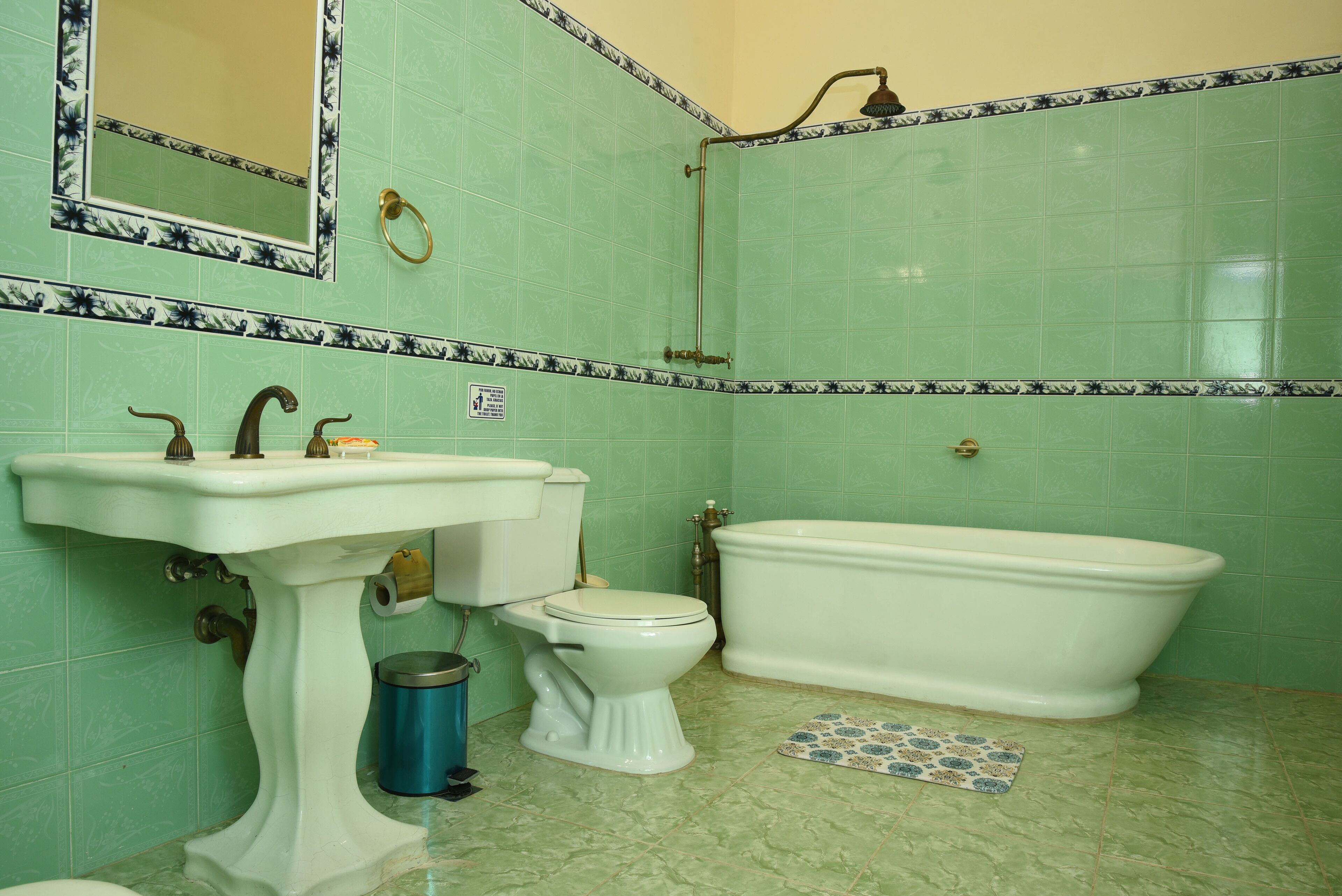 combined shower/bathtub, deep-soaking bathtub, rainfall showerhead