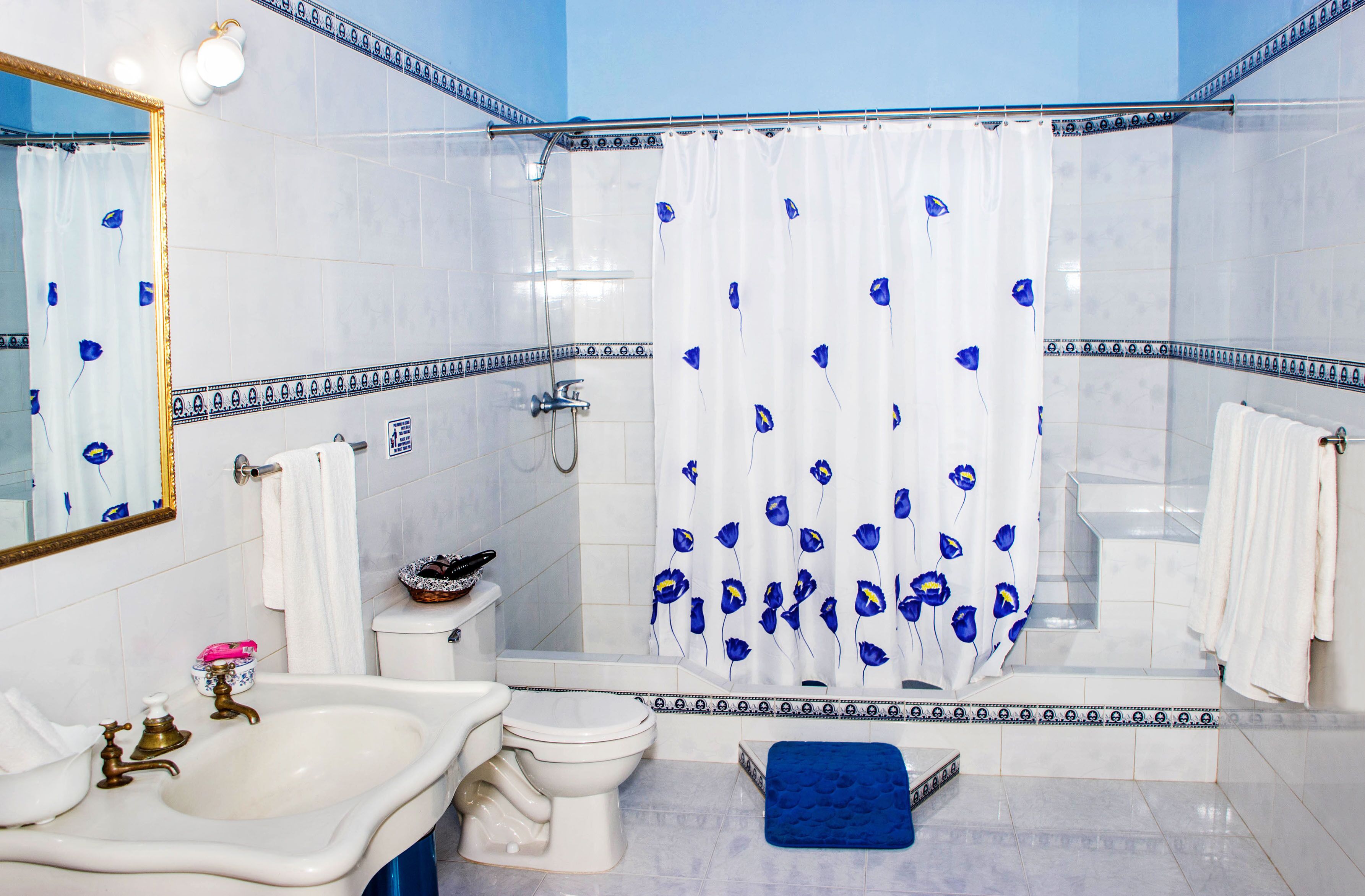 combined shower/bathtub, deep-soaking bathtub, rainfall showerhead