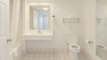 Rainfall showerhead, free toiletries, hair dryer, towels