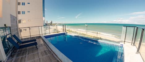 Outdoor pool, pool loungers