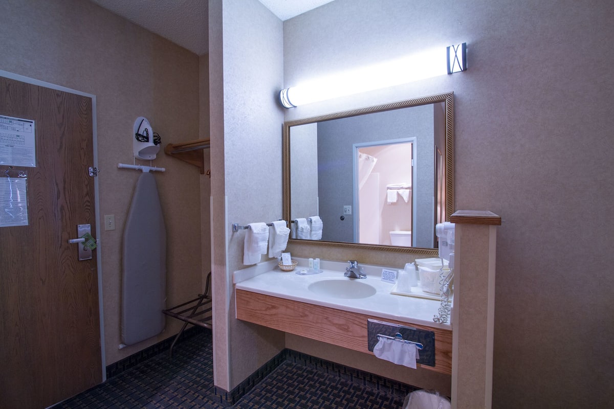 economy single room, 1 king bed | bathroom sink