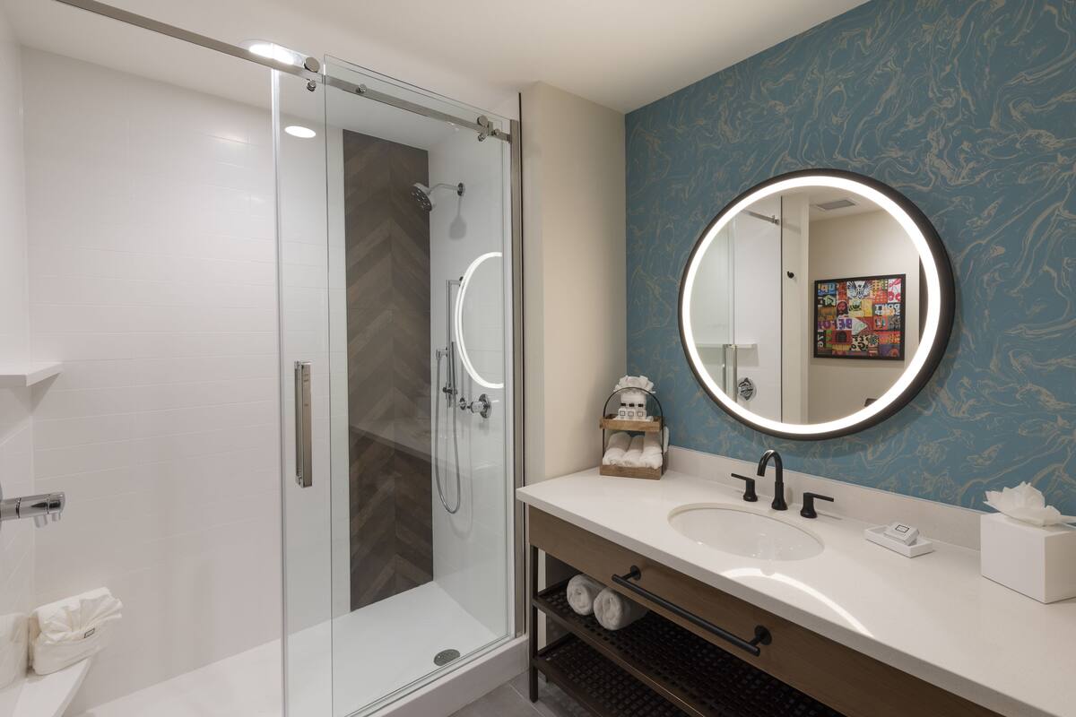 shower, free toiletries, hair dryer, bathrobes