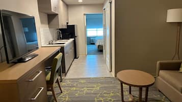 Down comforters, pillowtop beds, desk, laptop workspace