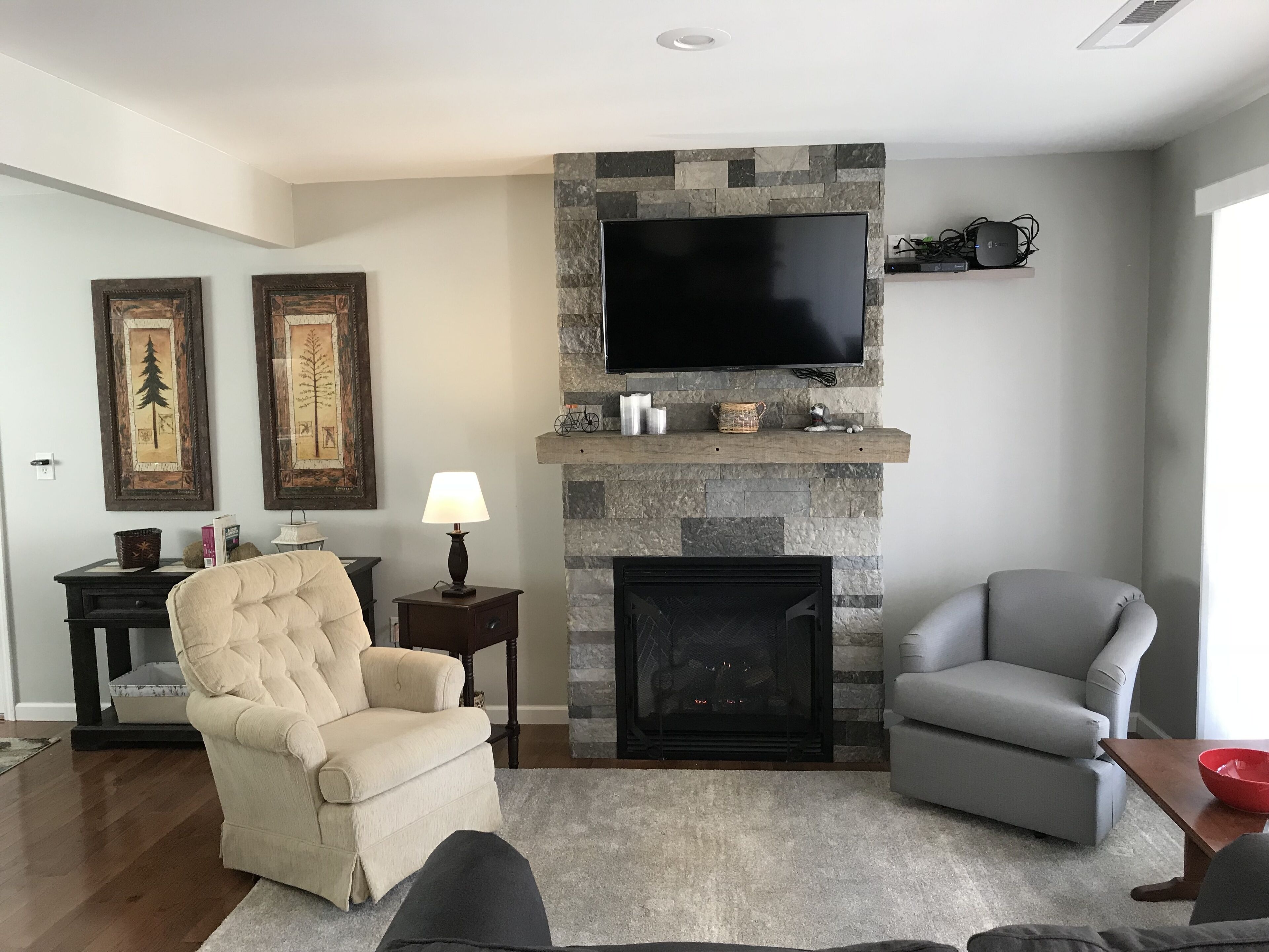 Fernseher, Kamin, Bücher