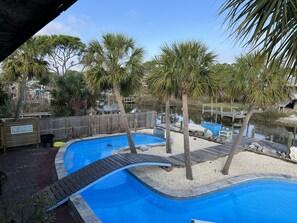 Pool - St. George Island Waterfront Apt., Dock, Giant Saltwater Pool, & Fire Pit (St George Island)