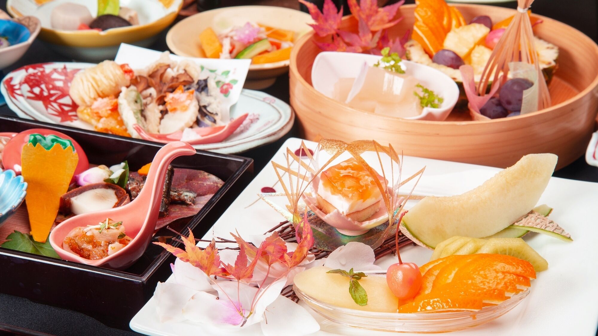 A variety of dishes and utensils on a table, likely for a Japanese meal.