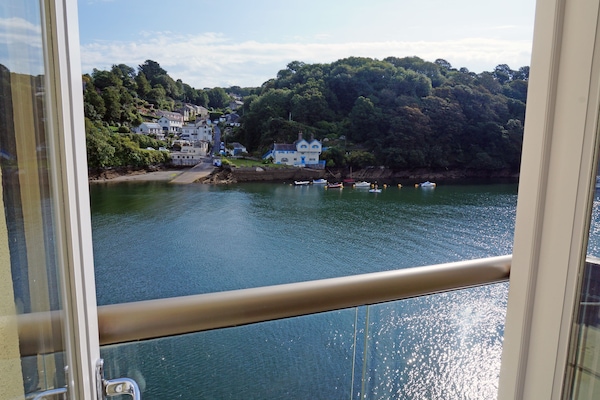 View from the balcony across the River View to the village of Bodinnick