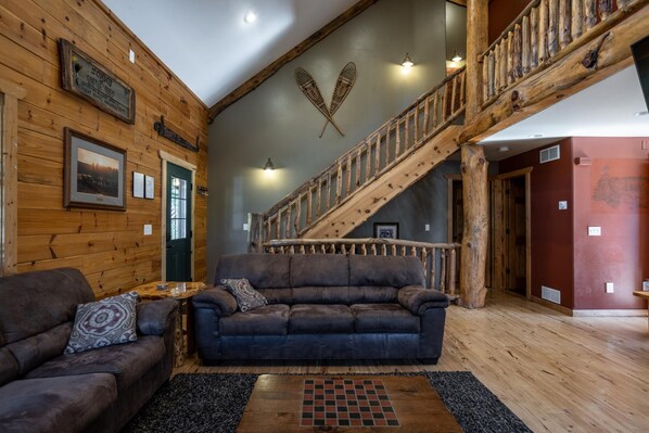 智能电视、壁炉、DVD 播放器、书