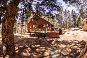 Terrace/patio - Romantic Forest Hideaway, Hot Tub, WiFi, near Attractions & Breweries!  (Divide)