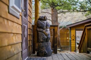 Exterior detail - SALE! Cabin, hot tub, river, fireplace, near town (Estes Park)