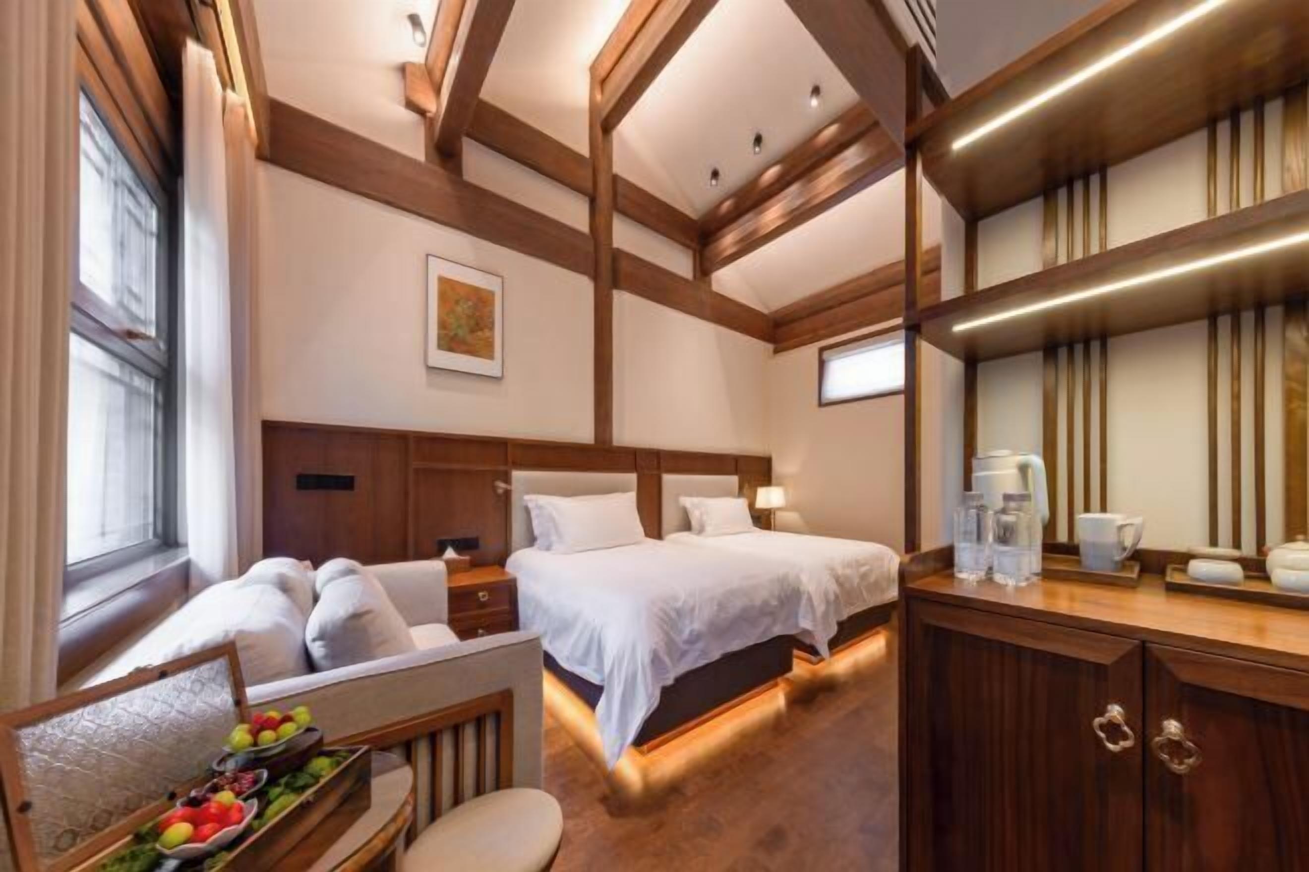 Premium bedding, down comforters, memory foam beds, minibar