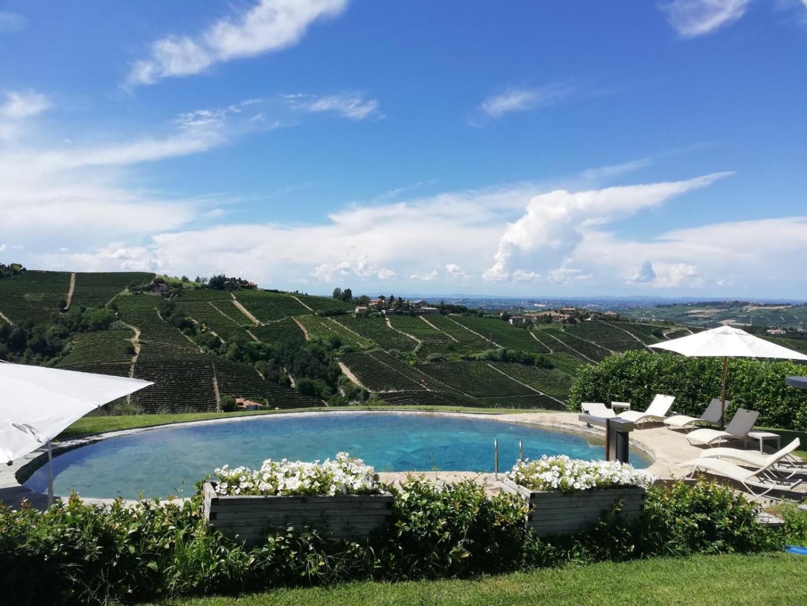 Seasonal outdoor pool, open 10:30 AM to 7:30 PM, pool umbrellas